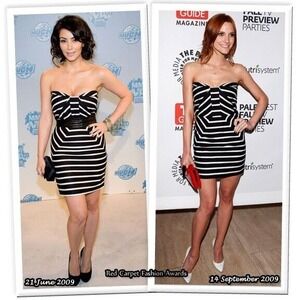 NUJ NOVAKHETT Women Black Cocktail Dress 0 STRIPED DRESS Kim‎ Kardashian